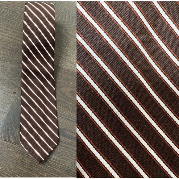 LNWOT GIVENCHY PARIS Thick Striped Tie Brown 58" L 3" W - Picture 1 of 5
